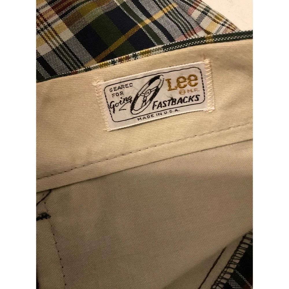 Vintage‎ 70s Lee Fastbacks Plaid Flared Trousers Green Gold Mens 32x31 USA Made